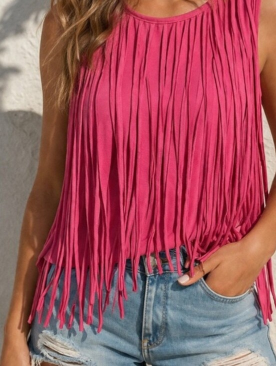 Trina Turk Tops - Trina Turk Pink Fringe Tank Top - Sleeveless Summer Top